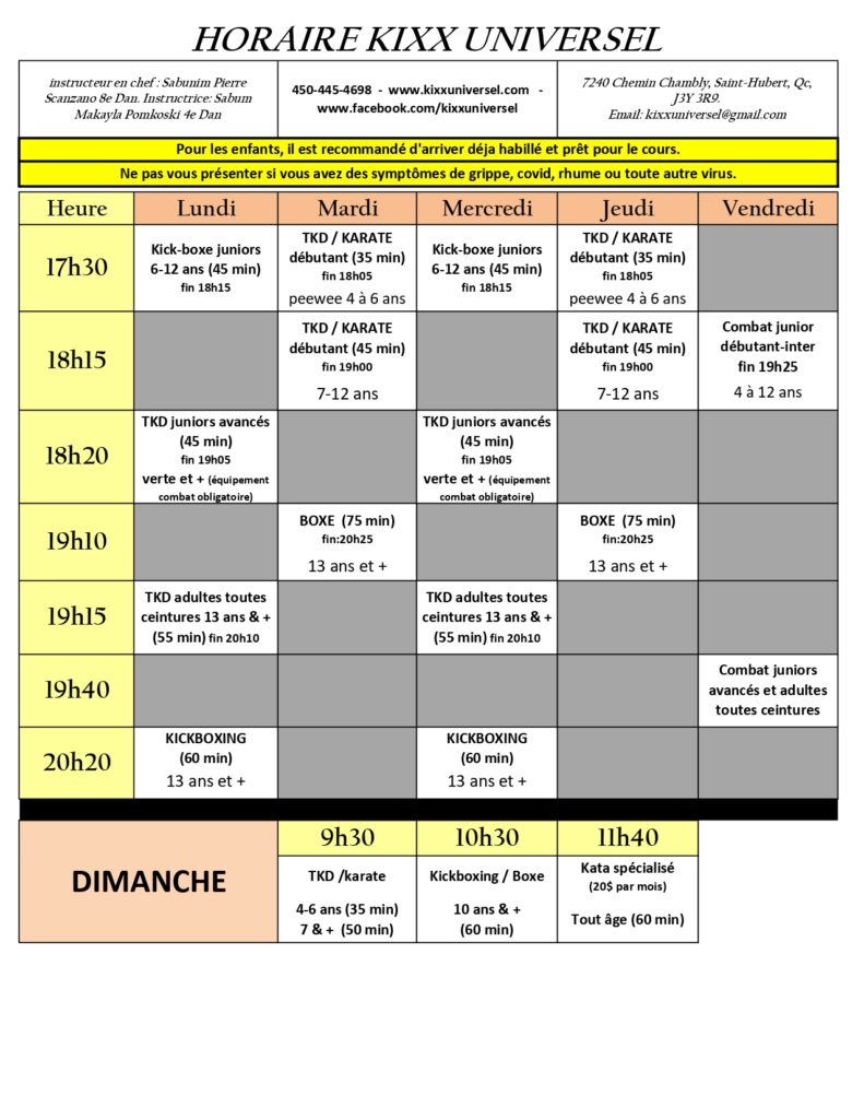 horaire francais