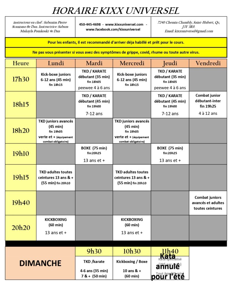 horaire modifier en mai