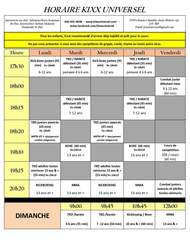 Horaires